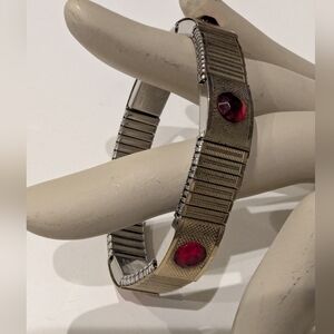 Vintage Japanese Magnetic Stainless Steel Expandable Bracelet Gold tone